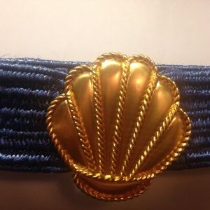 Women-Stretch-Belt-Med/Large-Gold-Buckle-Blue